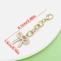 Rosa Schleife Anhänger für Becher mit Goldkette und Karabinerverschluss, 6,1 cm Länge - Hohl Schleife Stil (ER2341) / 1.8x6.1cm / Rosa