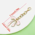 Rosa Emaille Schleife Anhänger mit Goldkette für Trinkbecher Zubehör oder Schlüsselbund Deko - Schleifen-Anhänger (ER2342) / 2.6x7.1cm / Rosa
