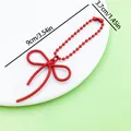 Sweet red spray painted zinc alloy hollow bow keychain bag charm, size 9cm x 3.7cm - Baking Varnish Bow Ball Chain (ER2098)