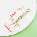 Rosa Emaille-Schleifenanhänger mit Goldkette, Länge 6,4 cm und Breite 2,5 cm für Tassendeko - Schleifen-Anhänger (ER2344) / 2.5x6.4cm / Rosa