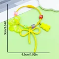 Vibrant yellow zinc alloy keychain featuring a butterfly bow and cute bear charm. - Fancy Butterfly Bowknot Bear Letter Bead Keychain (ER2092)