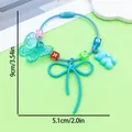 Cute light blue resin bear and butterfly bag charm featuring colorful letter beads and bow - Fancy Butterfly Bowknot Bear Letter Bead Keychain (ER2093)