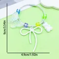 Sweet white bow and butterfly bag charm keychain with colorful alphabet beads - Fancy Butterfly Bowknot Bear Letter Bead Keychain (ER2094)