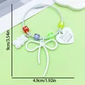 Sweet white bow keychain ornament with colorful letter beads and gummy bear charm - Painted Bowknot Heart Bear Letter Bead Keychain (ER2113)