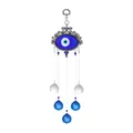 Turkish evil eye car charm hanging ornament with blue and clear crystal prisms decor - Oval Eye Style