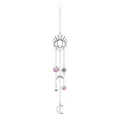 Detailed view of silver suncatcher featuring celestial eye moon star and prism crystals - Eye