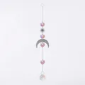 Detailed full view of silver crystal suncatcher with moon and star metal charms - Moon Ball