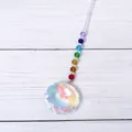 Glinsterende regenboog kristallen zonvanger met AB gecoate bloem hanger en kleurrijke kralen - Pruimenbloesem Stijl