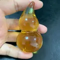 Amberkleurig doorschijnend kristallen hulu-kalebasornament voor traditionele decoratie - Gladde Fleskalebas / 70x40mm