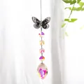 Exquisiter Kristall-Sonnenfänger mit Metallschmetterling und schillerndem AB-Prisma-Anhänger - Navette Hauptanhänger