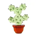 Macro view of a handcrafted green crystal cactus plant in an amber glass pot decor - Cactus / 73*106mm