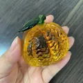 Handgefertigtes orangefarbenes Fruchtornament aus Kristall für luxuriöse Tischdekoration - Orangenform / Durchmesser 55mm / Gelb