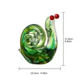 Detailed macro view of the glass snail ornament showing dimensions 10.3cm x 11.8cm - Green Red Dotted Snail