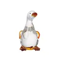 Detailed view of a handcrafted transparent crystal glass duck figurine for home decor - Fat Duck / 45x44x80mm / Amber