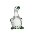 Handcrafted glass duck figurine with cute green beak and feet for home desktop decor - Fat Duck / 45x44x80mm / Grass Green