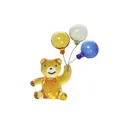 Dettaglio di una simpatica statuetta di orsetto in vetro con tre palloncini colorati. - Orso Giallo con Palloncino (Giallo-Verde-Blu)