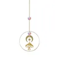 Gold mushroom suncatcher with AB crystals and celestial charms for garden decor - Mushroom Moon