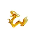 Elegant amber glass dragon figurine, Chinese zodiac crystal animal desktop ornament - Amber Soaring Dragon - Small (68*18*50mm)
