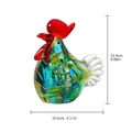 Statuetta decorativa a forma di gallo in vetro soffiato con dimensioni - Pollo Verde con Becco Rosso