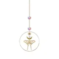 Golden moth and moon crystal suncatcher with iridescent AB color beads for garden decor - Gold Butterfly Small Stone