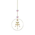 Gold dragonfly suncatcher ornament with AB color crystal beads and moon pendant design - Gold Dragonfly Star
