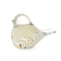 Handcrafted glass bird figurine with snowflake and gold patterns for home decor - Chubby Bird - Light Yellow