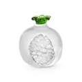 Exquisites handgefertigtes Glasgranatapfel-Ornament mit grüner Krone und Kernen - Granatapfel Form / 50*56mm / Transparent