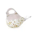 Elegant hand-blown glass bird figurine with pink and gold snowflake patterns - Chubby Bird - Light Pink