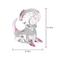 Statuetta di cane in cristallo rosa e trasparente per scrivania, misura 3,14 pollici - Cane Sdraiato (Coda/Piedi/Orecchie Rosa) / Orecchio Rosa Trasparente