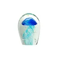 Presse-papiers ovale en verre fait main avec méduse bleue profonde pour décor marin - Grand Style de Méduse / Bleu