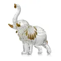 Close-up detail of a modern clear glass elephant figurine with elegant gold plated accents - Elephant - Gilded / 14*10*5cm