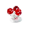 Exquise figurine de champignon en cristal rouge avec des points blancs sur socle - Trois Petits Champignons - Triple Rouge