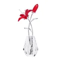 Rote Kristall-Lilienblume in einer facettierten Vase für die Tischdekoration zu Hause - Lilienblüten-Ornament-Rot