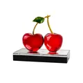 Elegant red crystal cherry ornament on a sleek mirror base for home and car decor - Cherry Ornament (Large Red)
