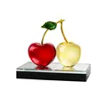Elegant red and yellow crystal cherry ornament with gold stem and base - Cherry Ornament (Red Yellow)