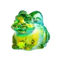 Close-up of colorful gradient crystal rabbit figurine with vibrant translucent finish - Green-Blue Gradient Style