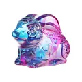 Detailed macro view of a colorful gradient crystal rabbit zodiac ornament for home. - Blue Purple Gradient Style