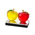 Luxury crystal red and yellow apple figurines set on a clear base for home car decor - Apple Ornament (Red Yellow)
