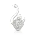 Élégante figurine de cygne en cristal clair avec texture de bulles pour la décoration - Petit Cygne B / Transparent
