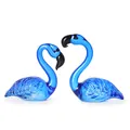 Paire d'élégantes figurines de flamants roses en verre soufflé bleu pour déco moderne - Une Paire / Bleu