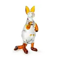 Squisita statuetta di canguro in vetro soffiato con accenti ambrati e un piccolo joey - Canguro in Piedi / Ambra