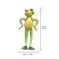 Handcrafted translucent green and yellow glass frog figurine with dimension indicators - Cartoon Frog Standing