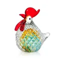 Handcrafted colorful crystal rooster glass figurine for home office table decor - Plaid Guinea Fowl - Yellow Green