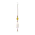Attrape-soleil décoratif en cristal avec tranche d'agate jaune naturelle et breloques - Pendentif en Agate / Jaune Citron