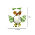 Hand-blown glass owl figurine ornament, size 6.8cm x 6.2cm, 2.67in x 2.44in - Cartoon Owl - Green