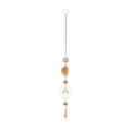 Capteur de soleil en cristal doré avec pierre d'agate naturelle et motifs soleil lune. - Pendentif en Agate / Rouge Orangé