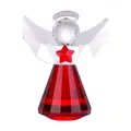 Kristall-Engel-Figur mit rotem Stern-Detail und facettiertem Sockel - Roter Engel / 40*25*80mm