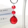 Vibrant red faceted crystal drop pendant hanging decoration for curtains and home decor - Red Octagonal Bead Pendant / Red