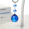 Sparkling royal blue faceted crystal ball hanging ornament with brilliant octagonal beads - Medium Blue Octagonal Bead Pendant / Medium Blue