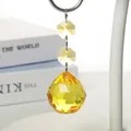 Elegant faceted yellow crystal water drop pendant hanging ornament for home decor - Golden Yellow Octagonal Bead Pendant / Gold Yellow